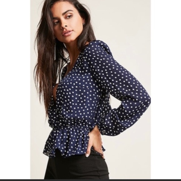 emory park Tops - Emory Park Polka Dot Long Sleeves Cut Out Back